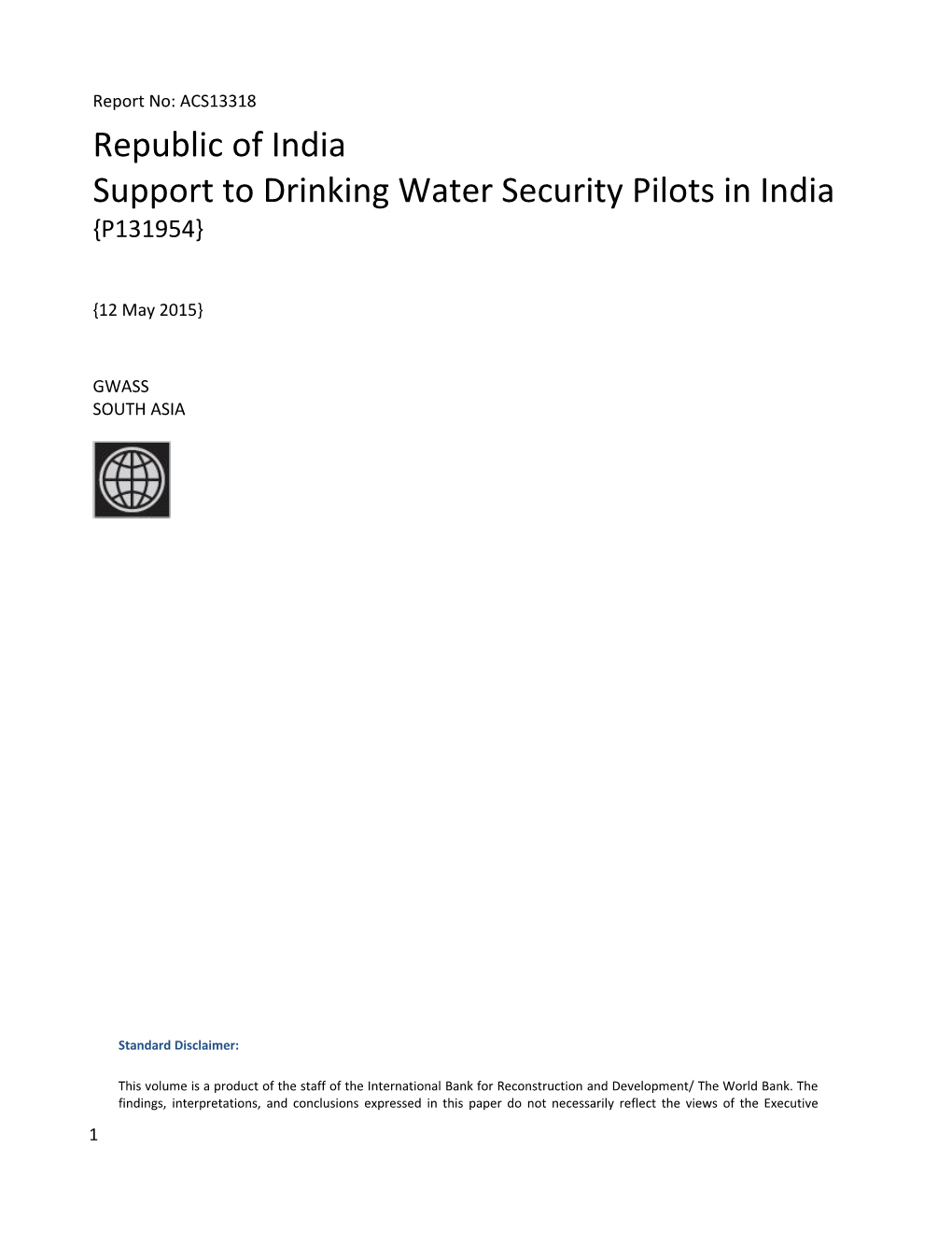 1.2Setting up a Drinking Water Security Pilot