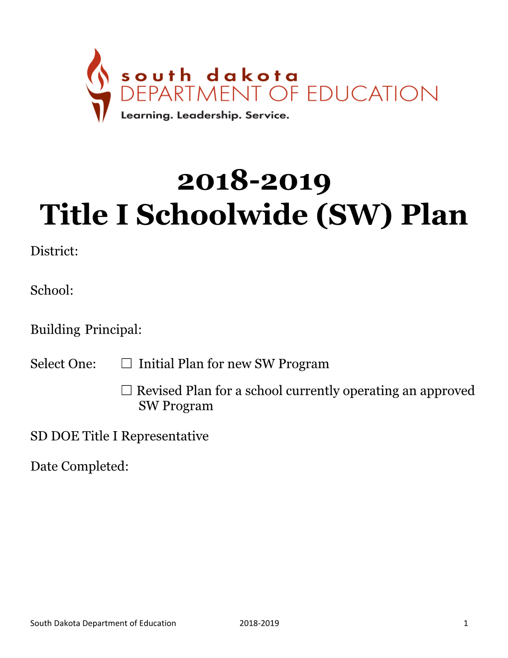 Select One: Initial Plan for New SW Program