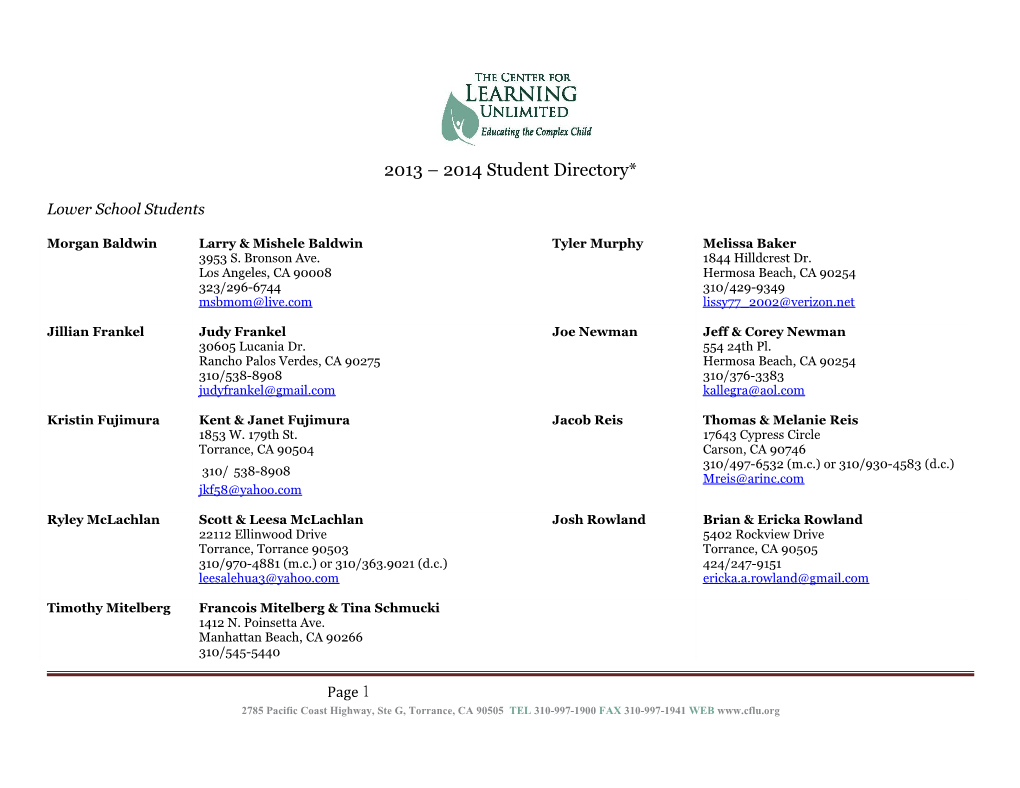 2013 2014 Student Directory*
