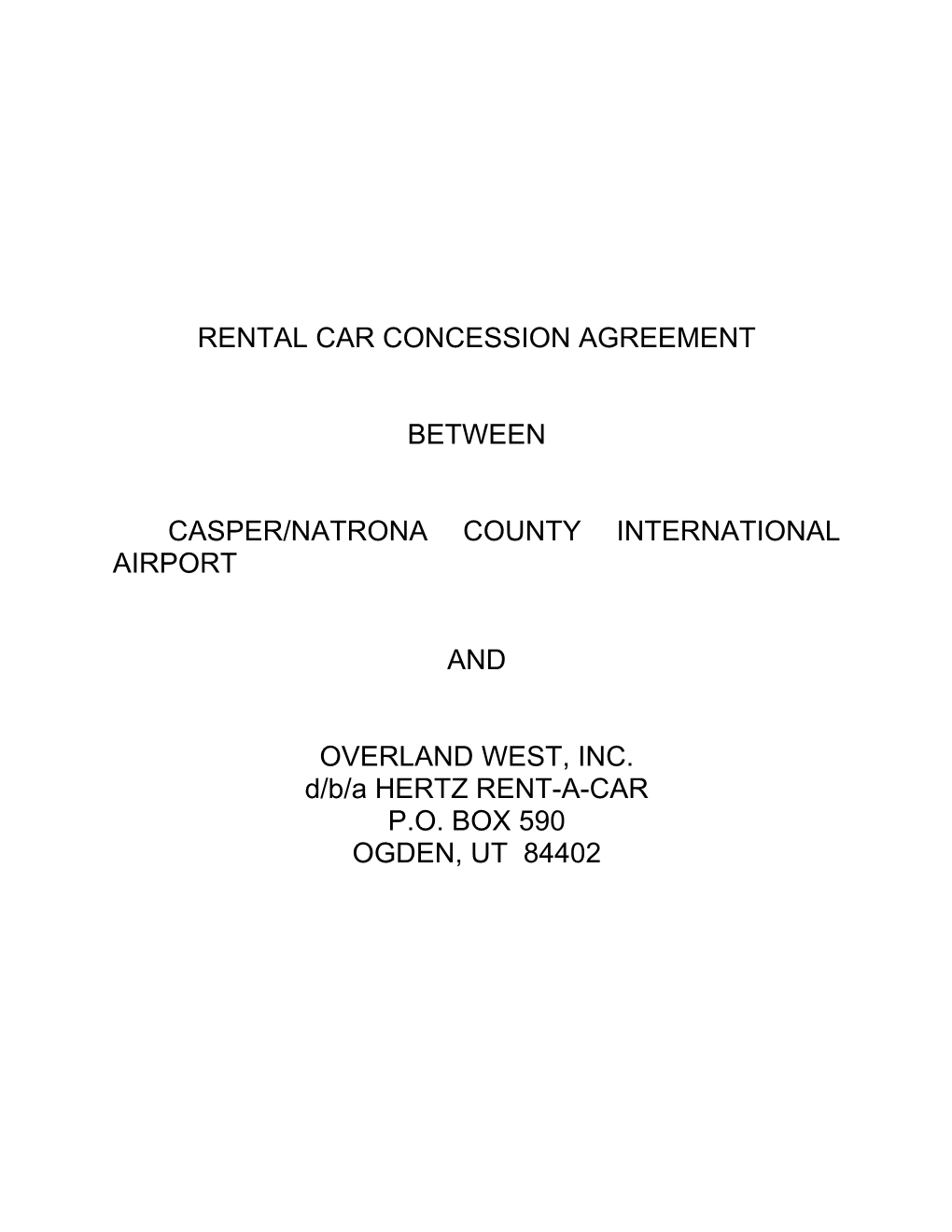 Rental Car Concession Agreement