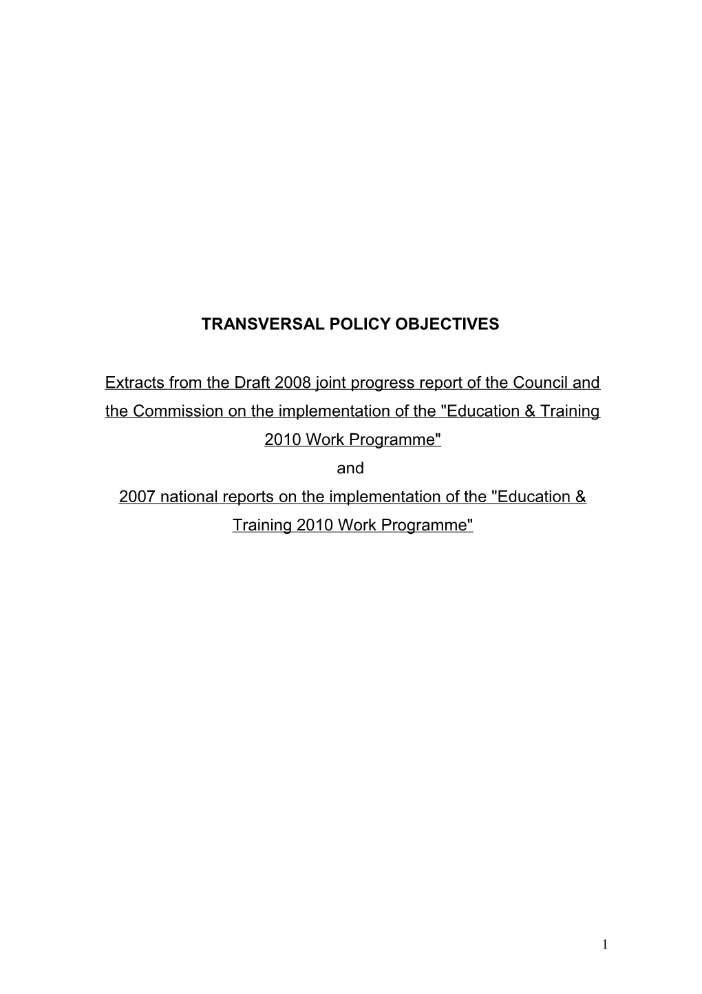 Transversal Policy Objectives