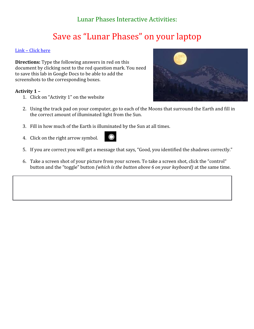 Lunar Phases Interactive Activities