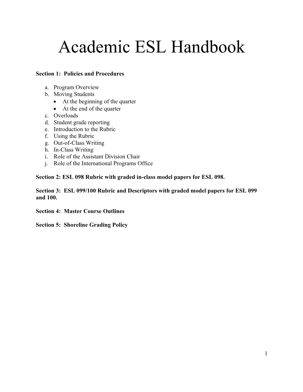 Developmental ESL Handbook