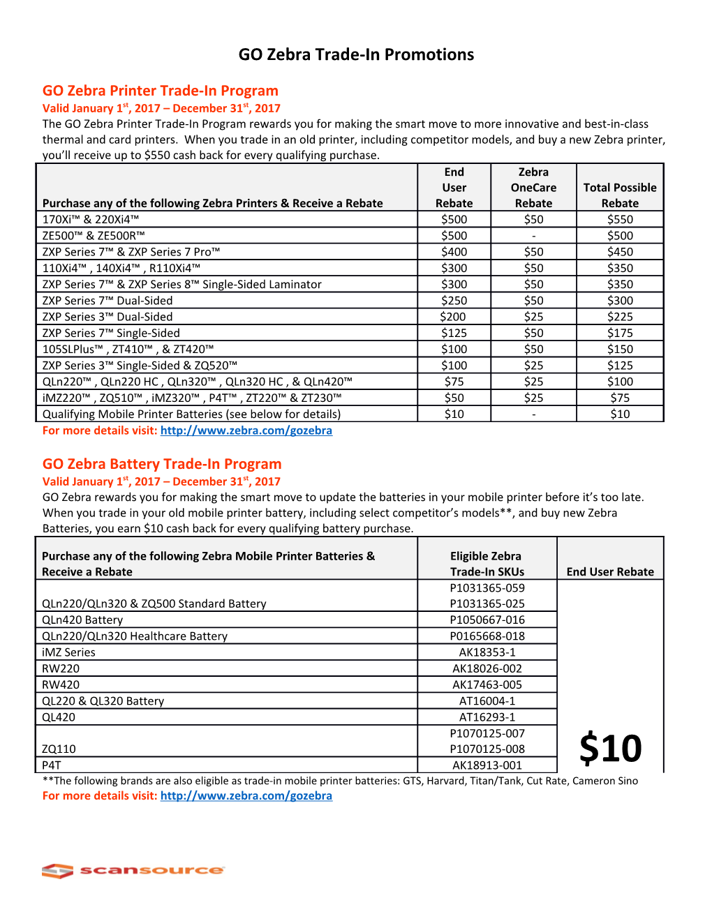 GO Zebra Printer Trade-In Program