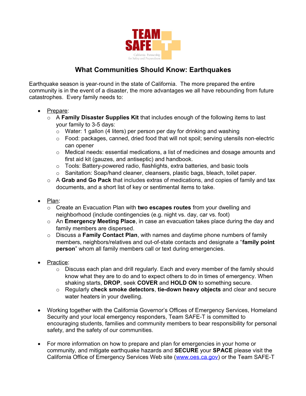 What Communities Should Know: Earthquakes