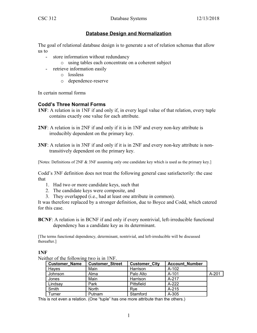 Database Design and Normalization