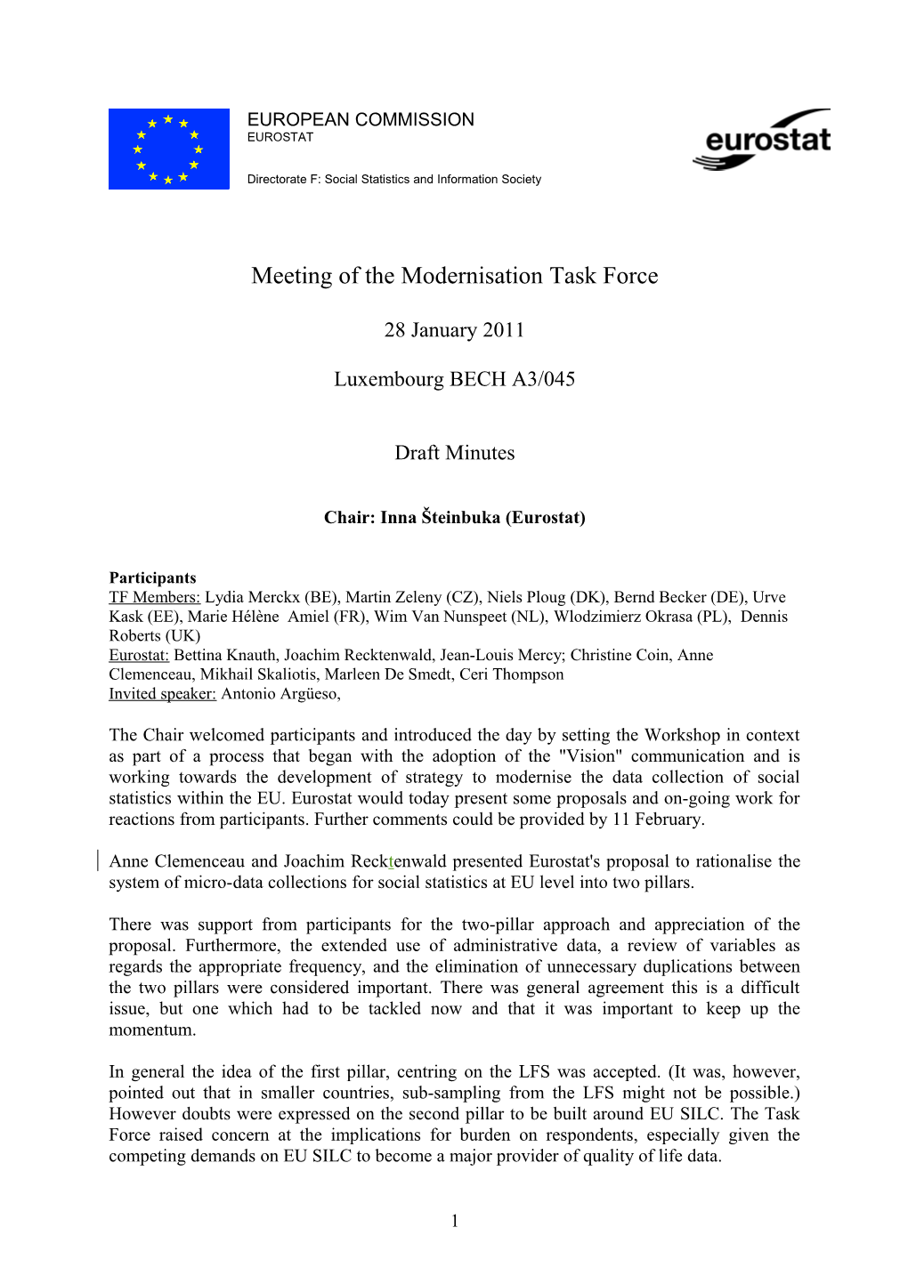 Meeting of the Modernisation Task Force