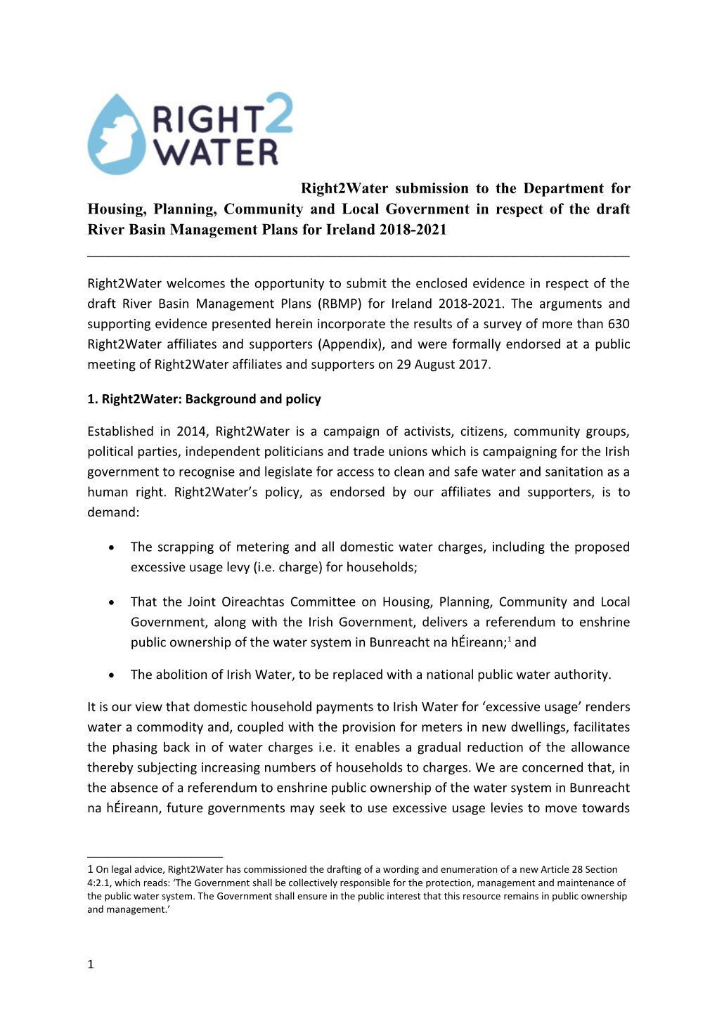 1. Right2water: Background and Policy