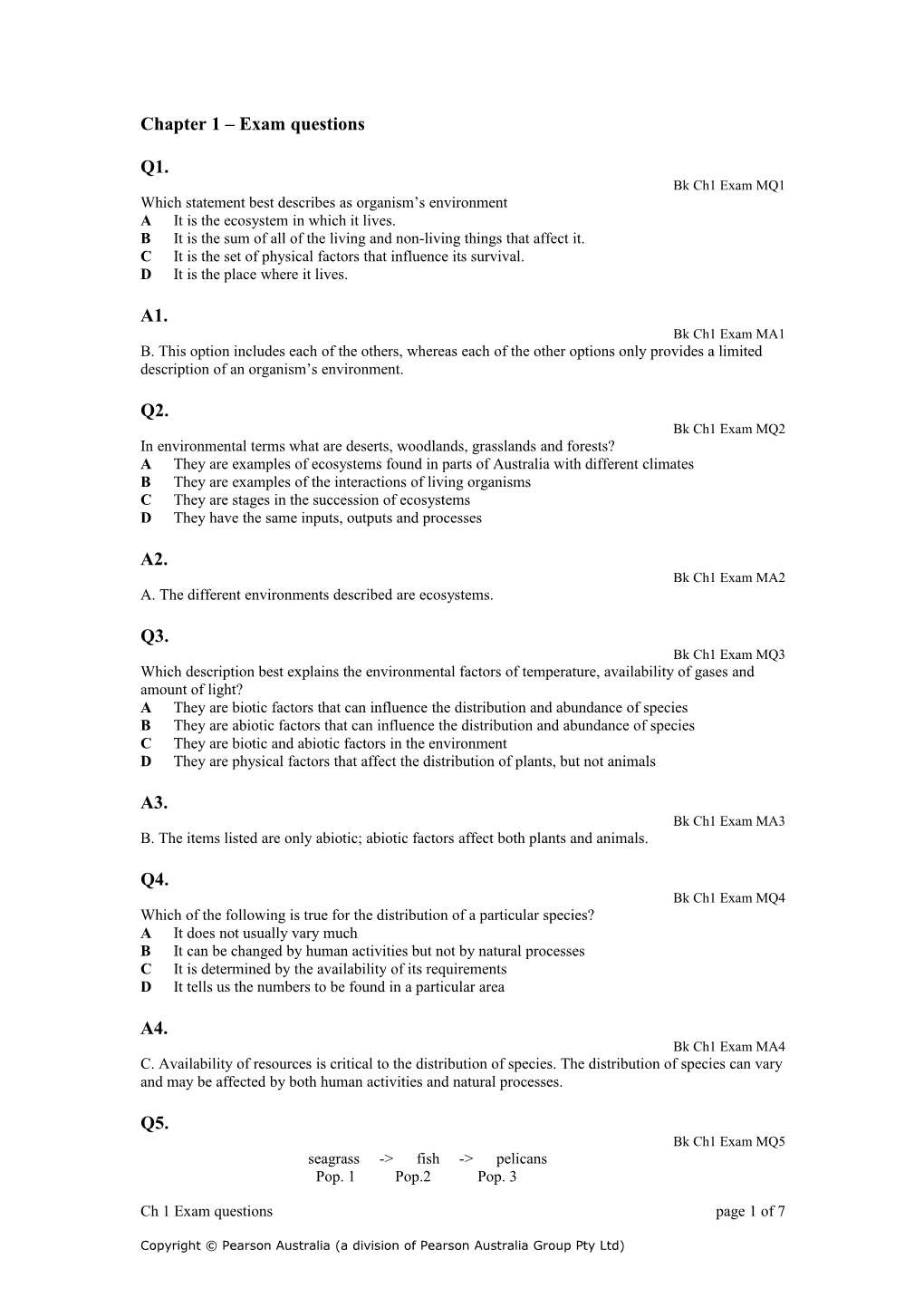 Chapter 1 Exam Questions