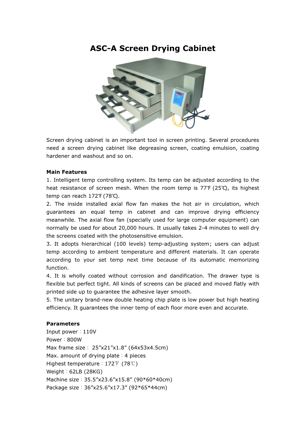 ASC-A Screen Drying Cabinet