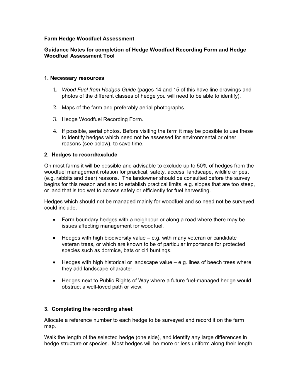 Farm Hedge Woodfuel Assessment