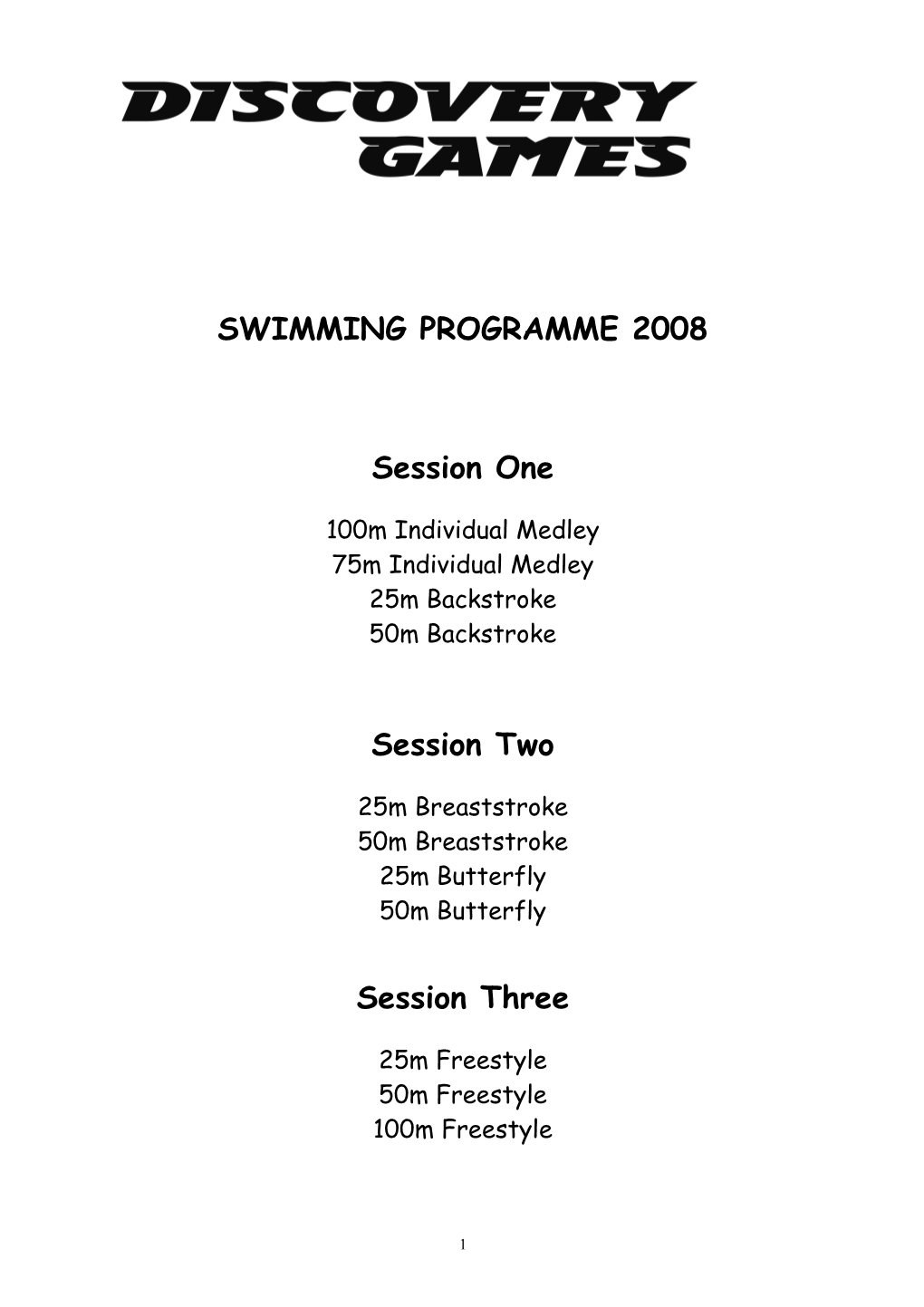 Swimming Programme 2008