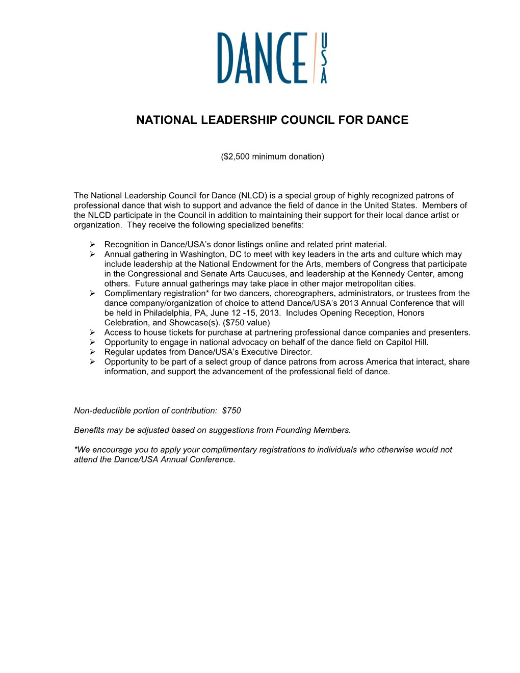 National Leadership Council for Dance