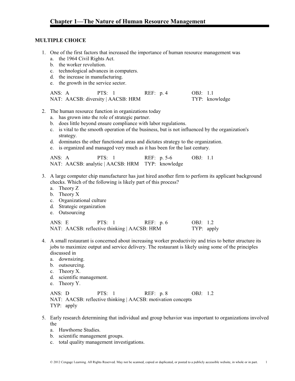 Chapter 1 the Nature of Human Resource Management