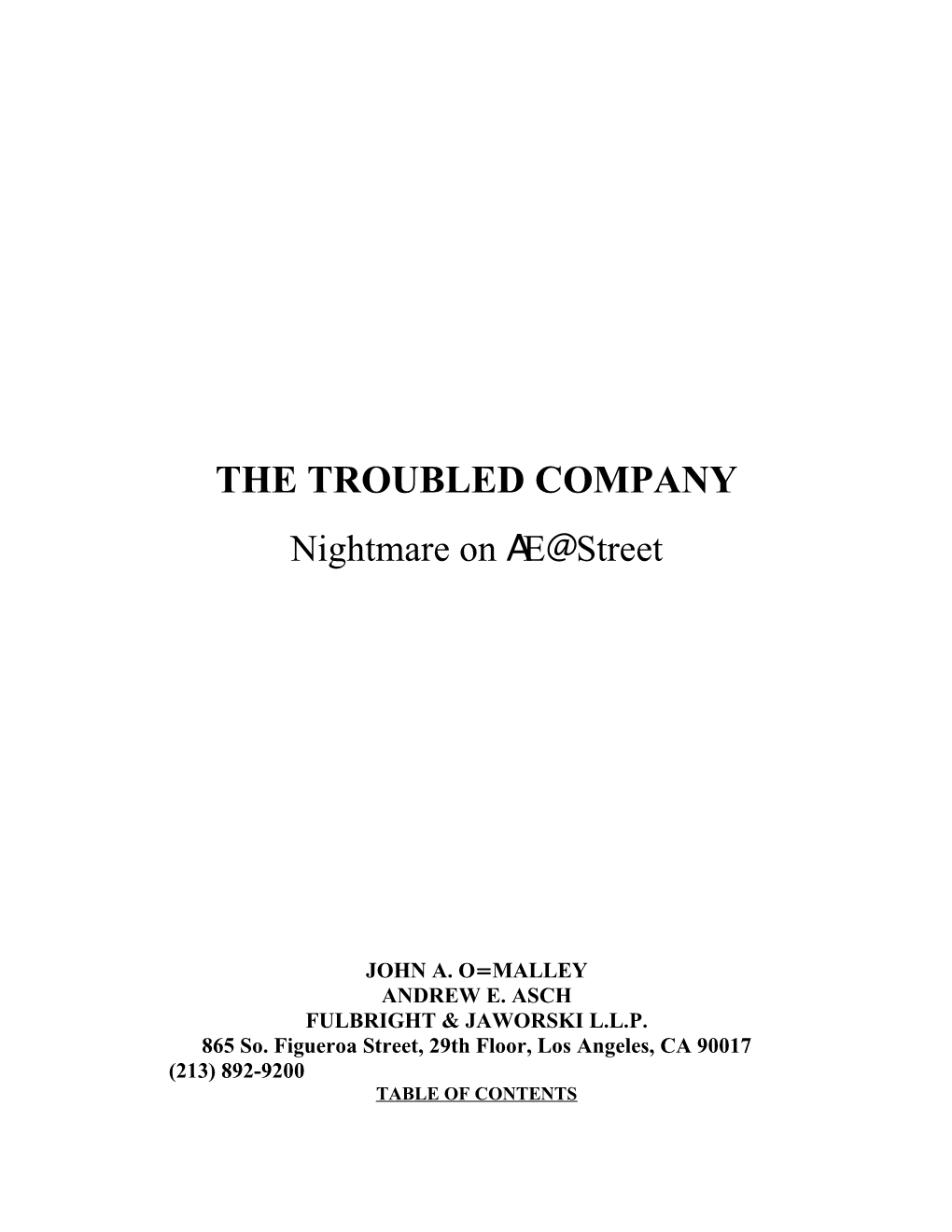 The Troubled Company