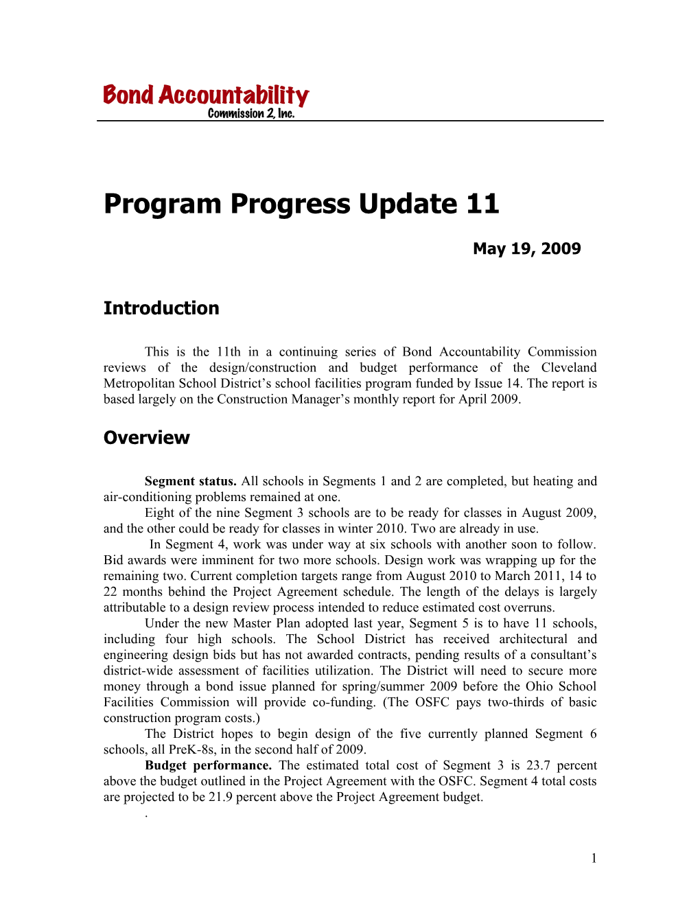 Program Progress Update11