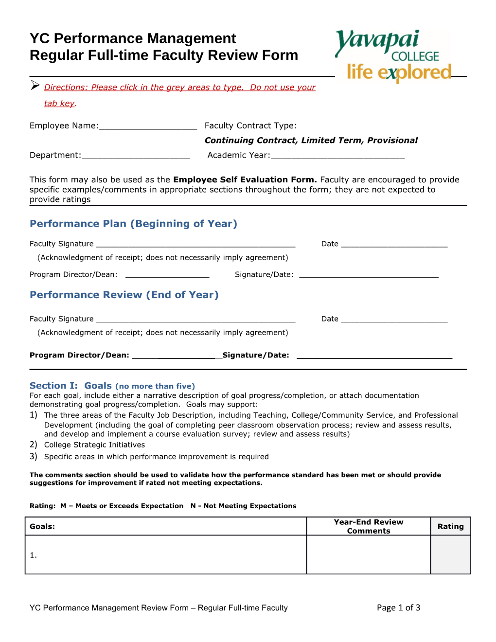 Regular Full-Time Faculty Review Form
