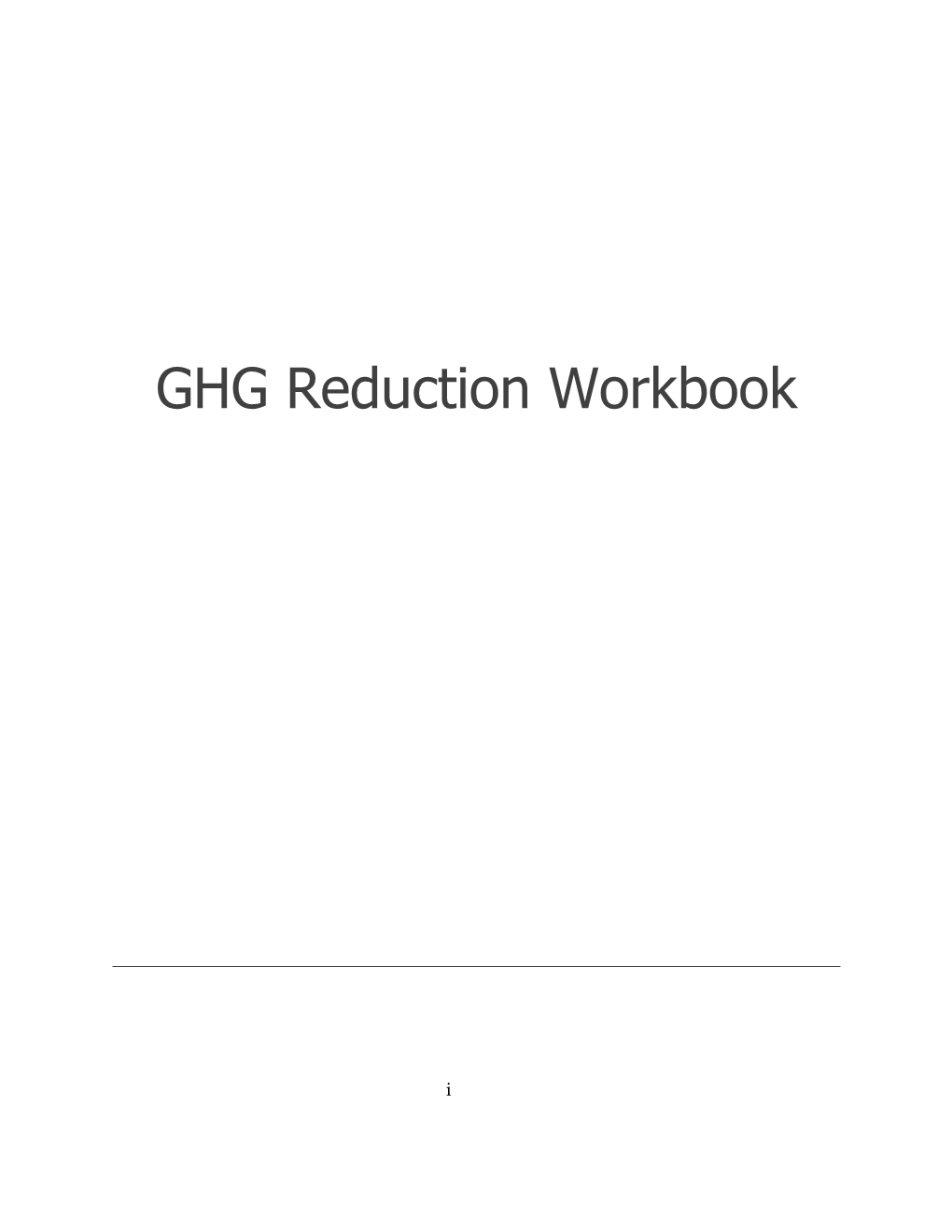 GHG Reduction Workbook
