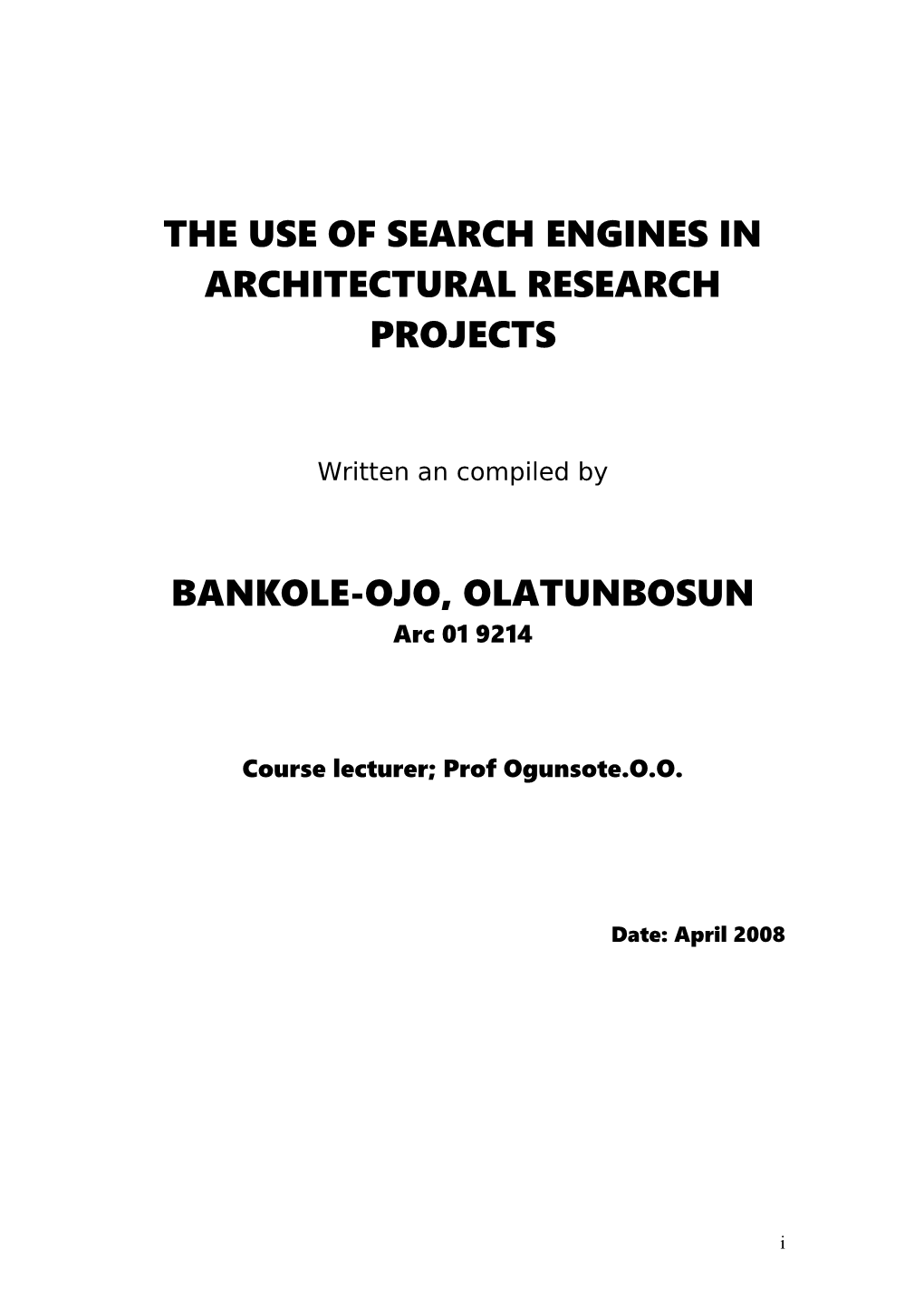 The Use of Search Engines in Architectural Research Projects