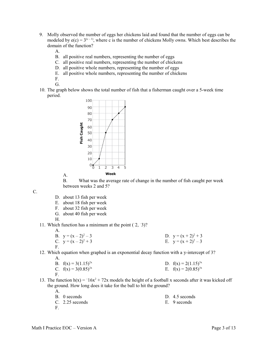 Math I Practice EOC Version A