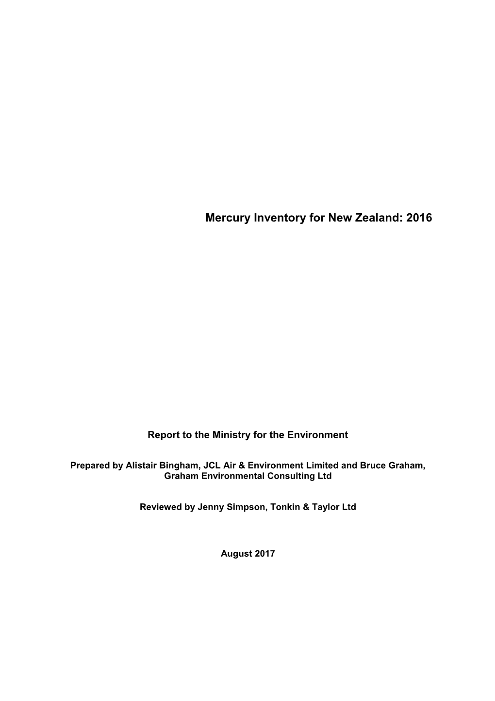 Report to the Ministry for the Environment