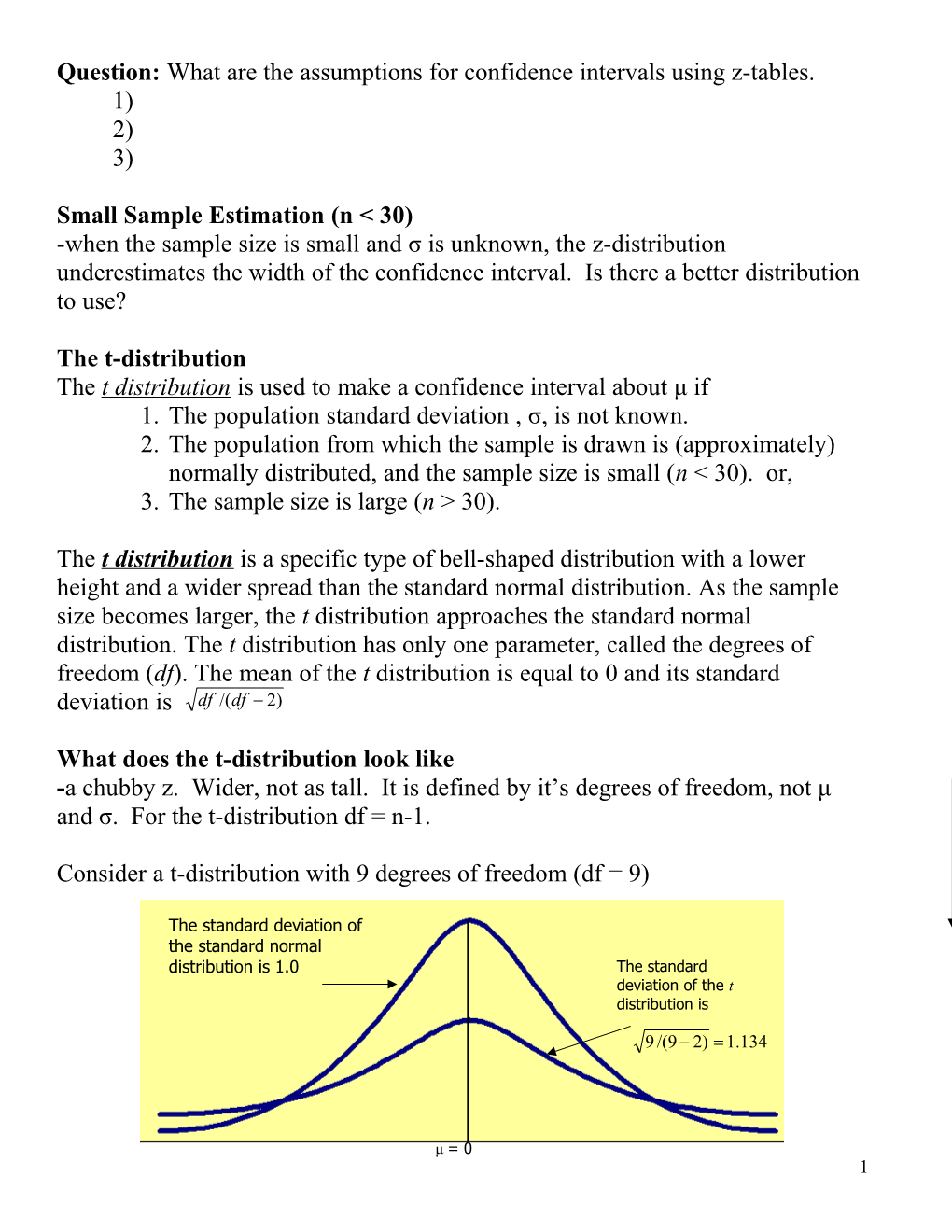 Small Sample Estimation (N 30)