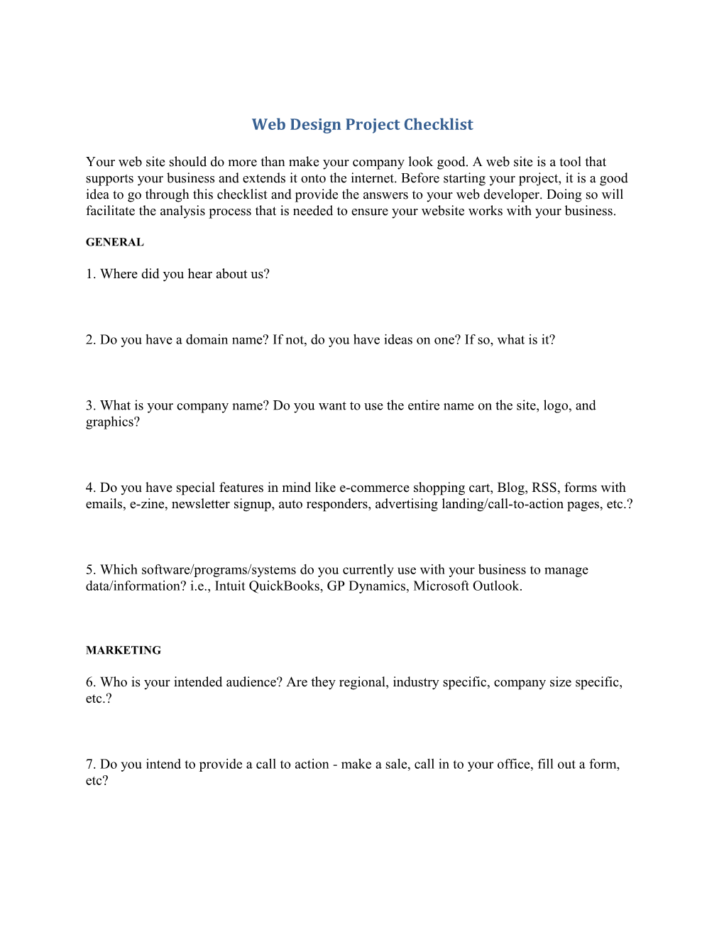 Web Design Project Checklist