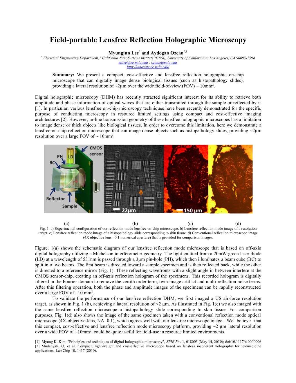 Field-Portablelensfree Reflection Holographic Microscopy