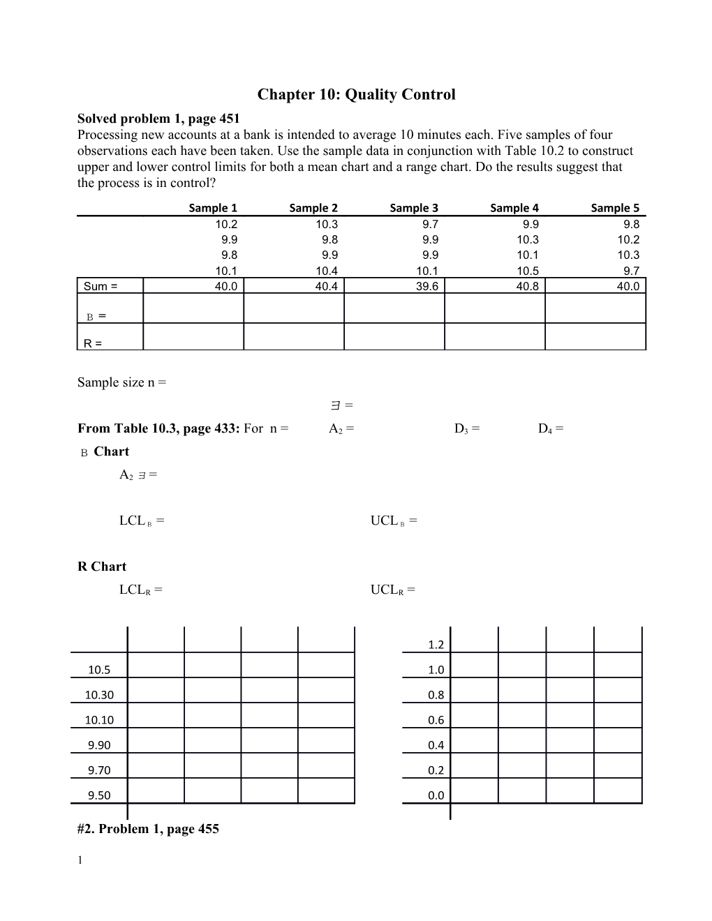 Practice Problems: Chapter 6, Managing Quality