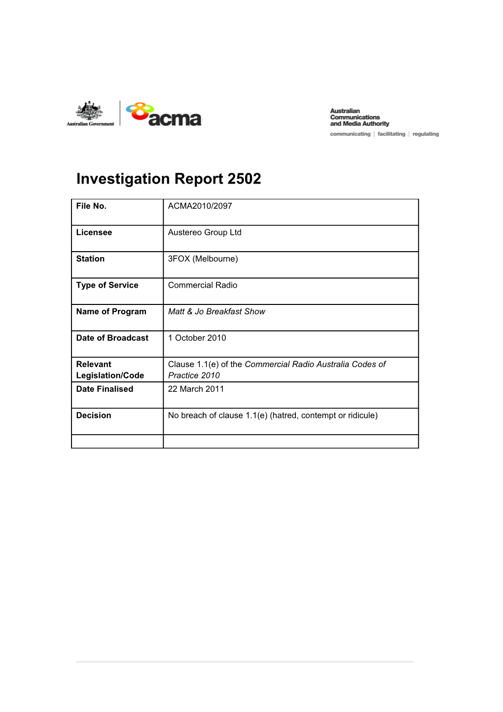 Investigation Report 2502