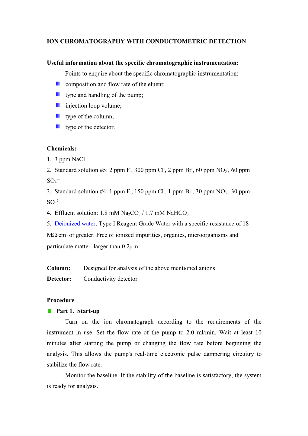 Ion Chromatography with Conductometric Detection