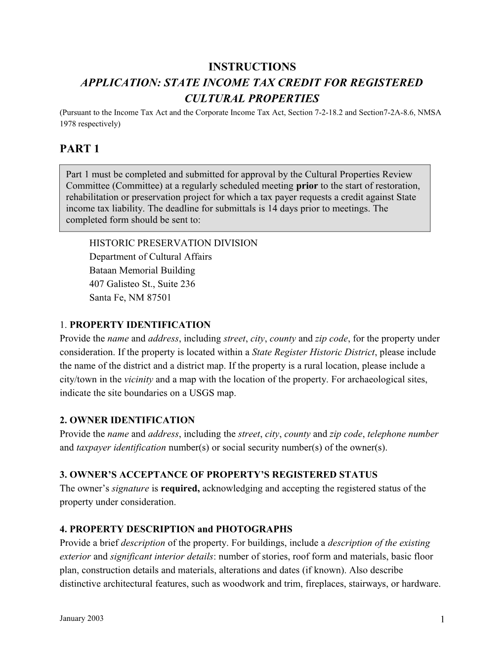 Application: State Income Tax Credit for Registered Cultural Properties