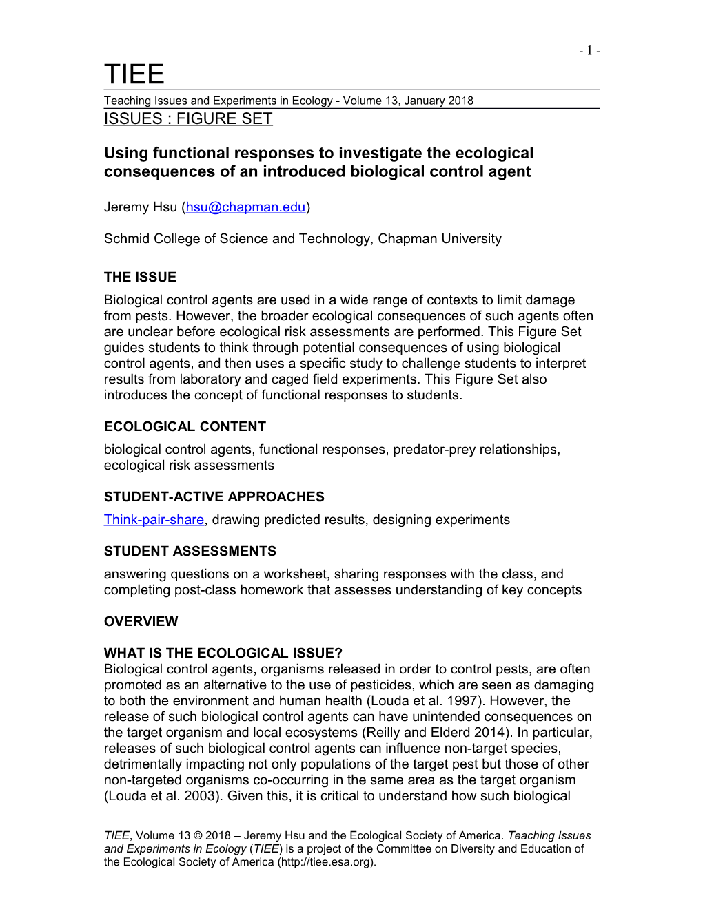 Using Functional Responses to Investigate the Ecological Consequences of an Introduced