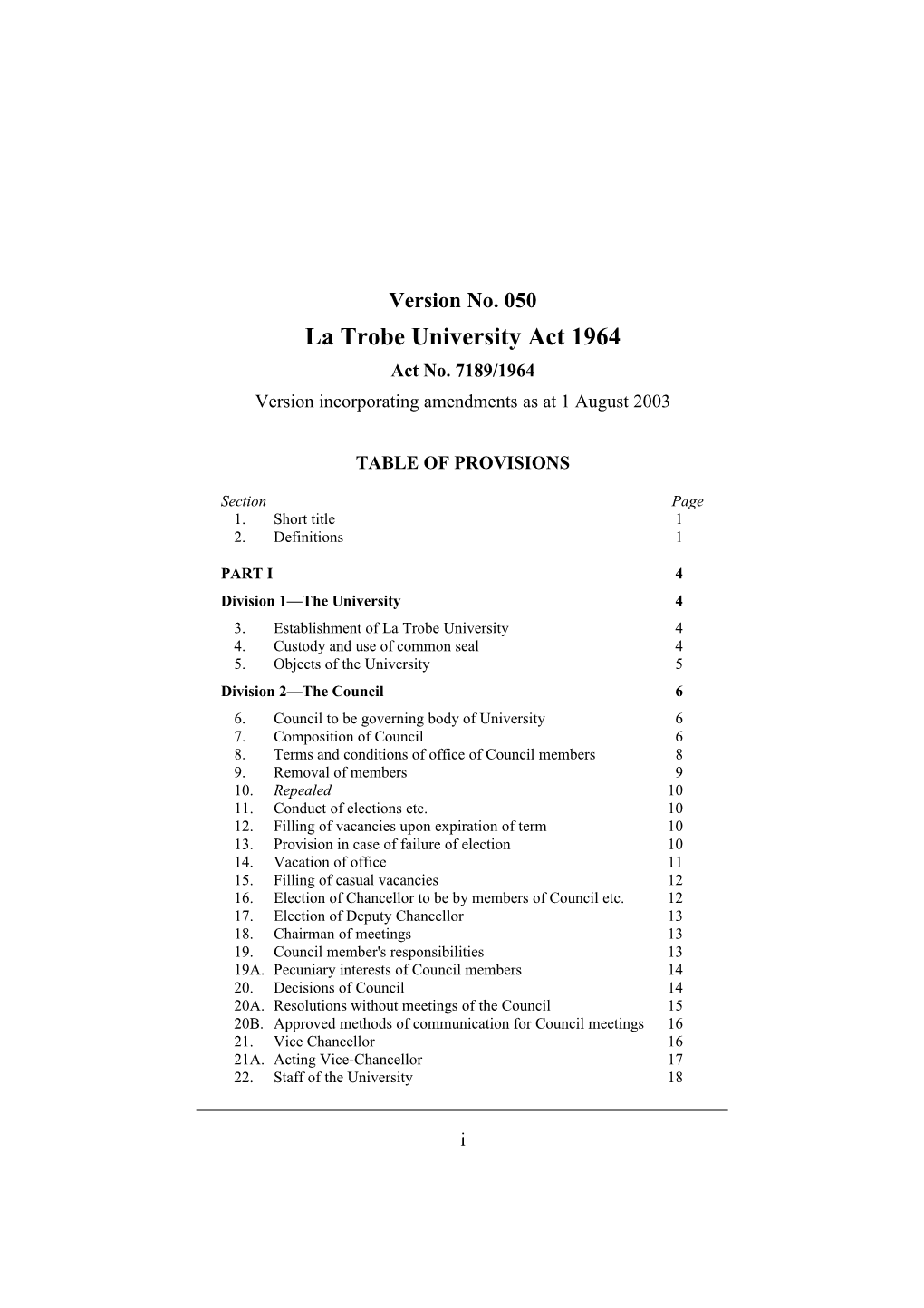 La Trobe University Act 1964