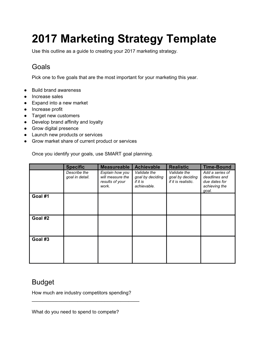 Use This Outline As a Guide to Creating Your 2017 Marketing Strategy