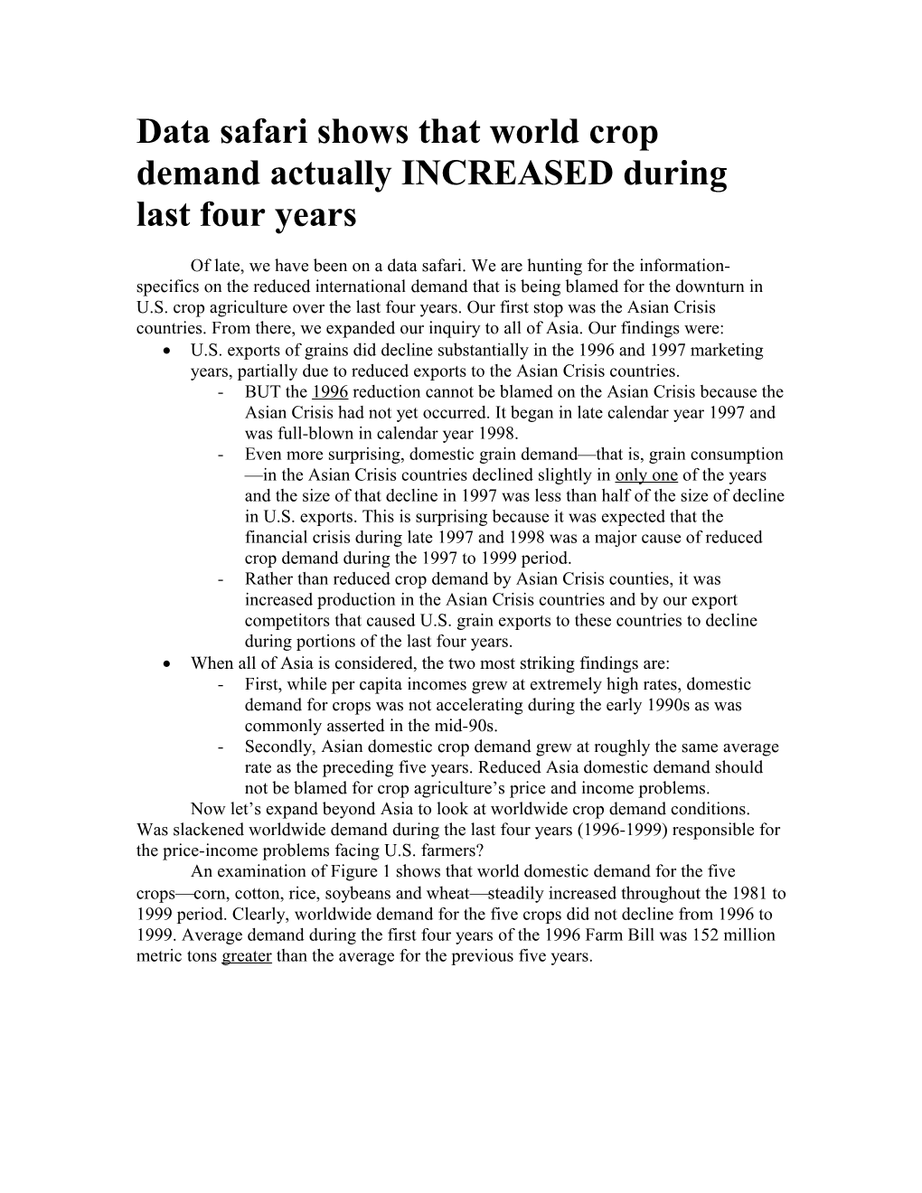 Data Safari Shows That World Crop Demand Actually INCREASED During Last Four Years