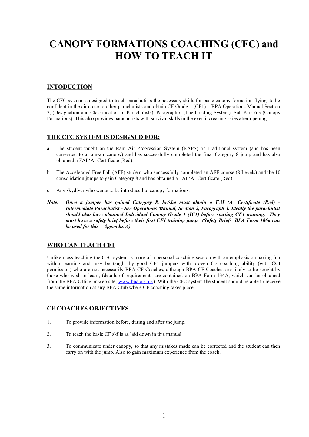 CANOPY FORMATIONS COACHING (CFC)And HOW to TEACH IT