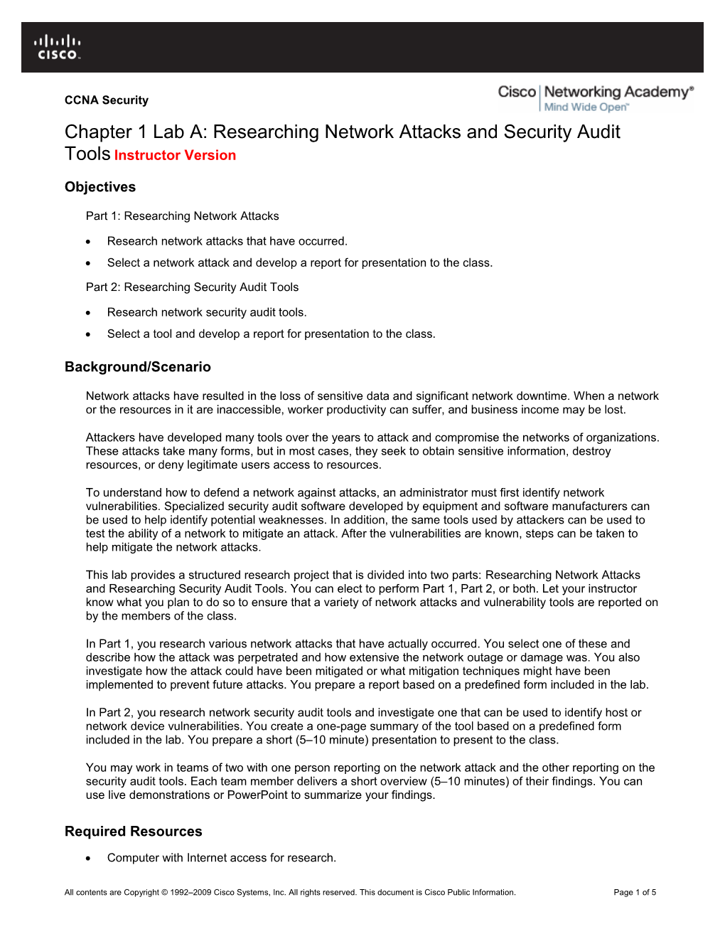 Researching Network Attacks and Security Audit Tools