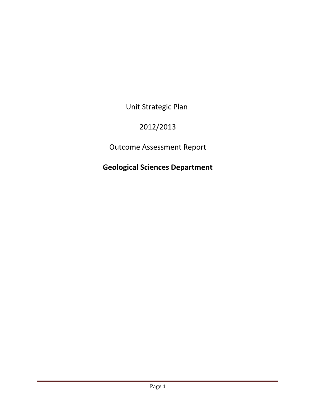 Unit Strategic Planning Report