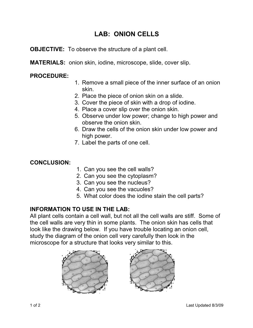 OBJECTIVE: to Observe the Structure of a Plant Cell