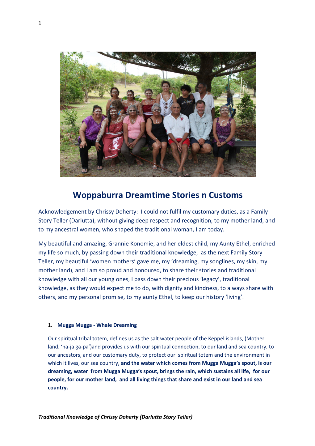 Woppaburra Dreamtime Stories and Customs