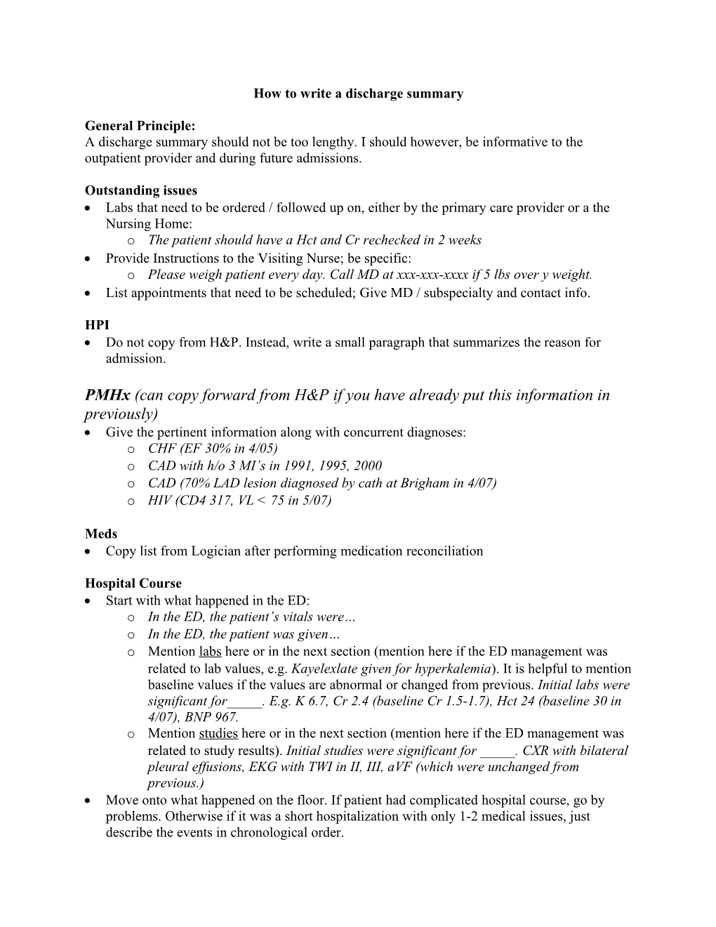 How to Write a Discharge Summary