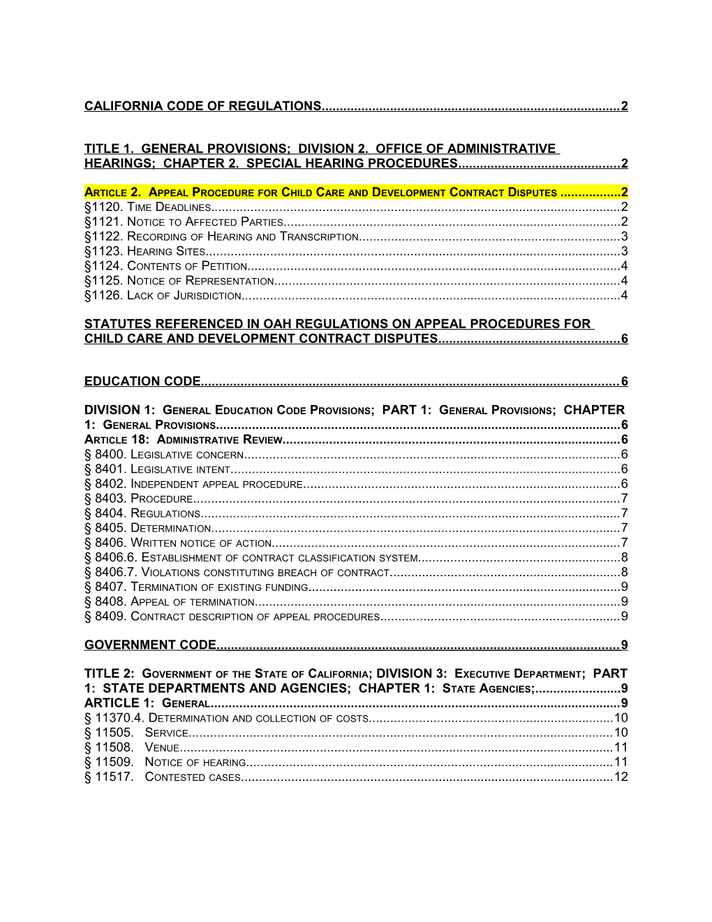 Title 1. General Provisions; Division 2. Office of Administrative Hearings; Chapter 2