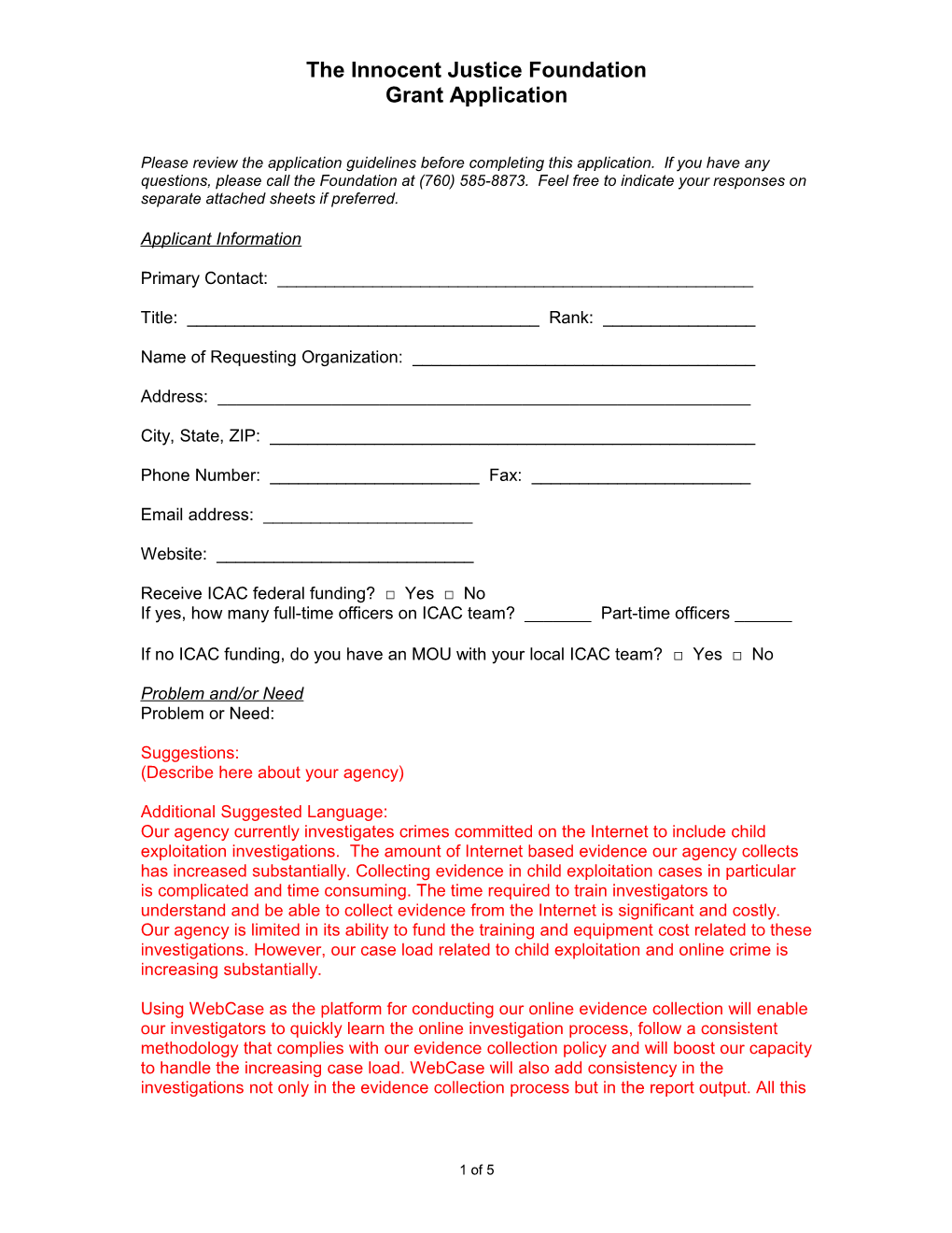 Law Enforcement Support Request Form