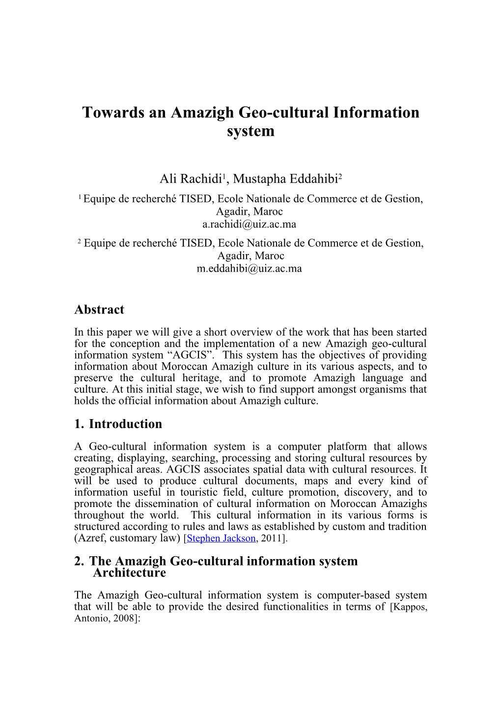 Towards an Amazigh Geo-Cultural Information System