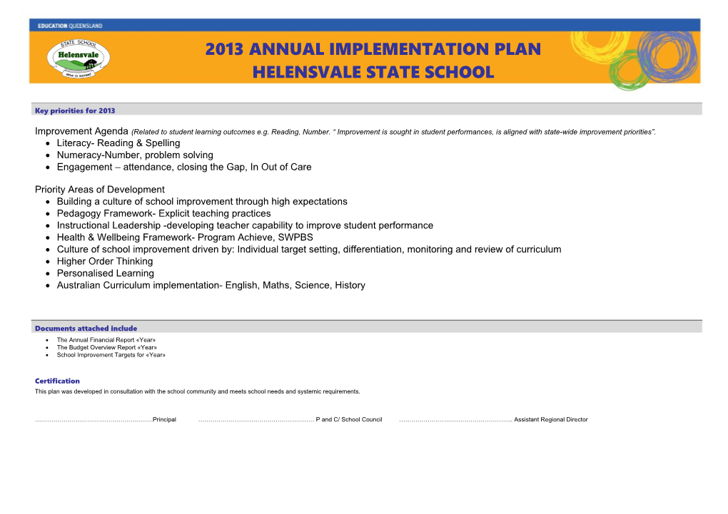Annual Implementation Plan 2013