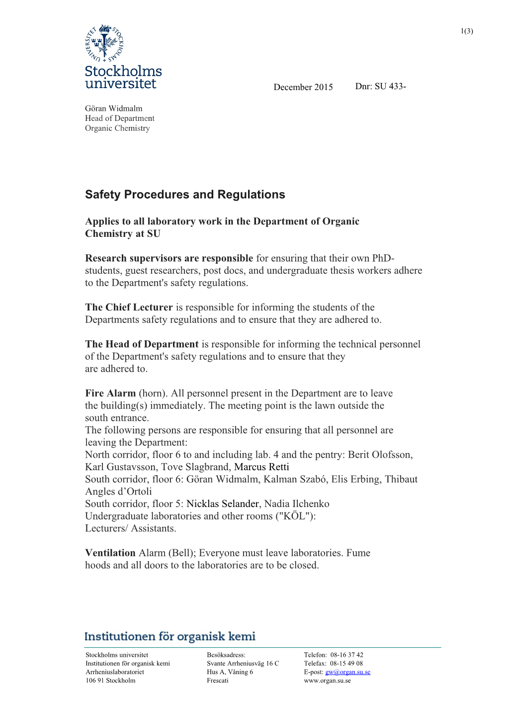 Safety Procedures and Regulations