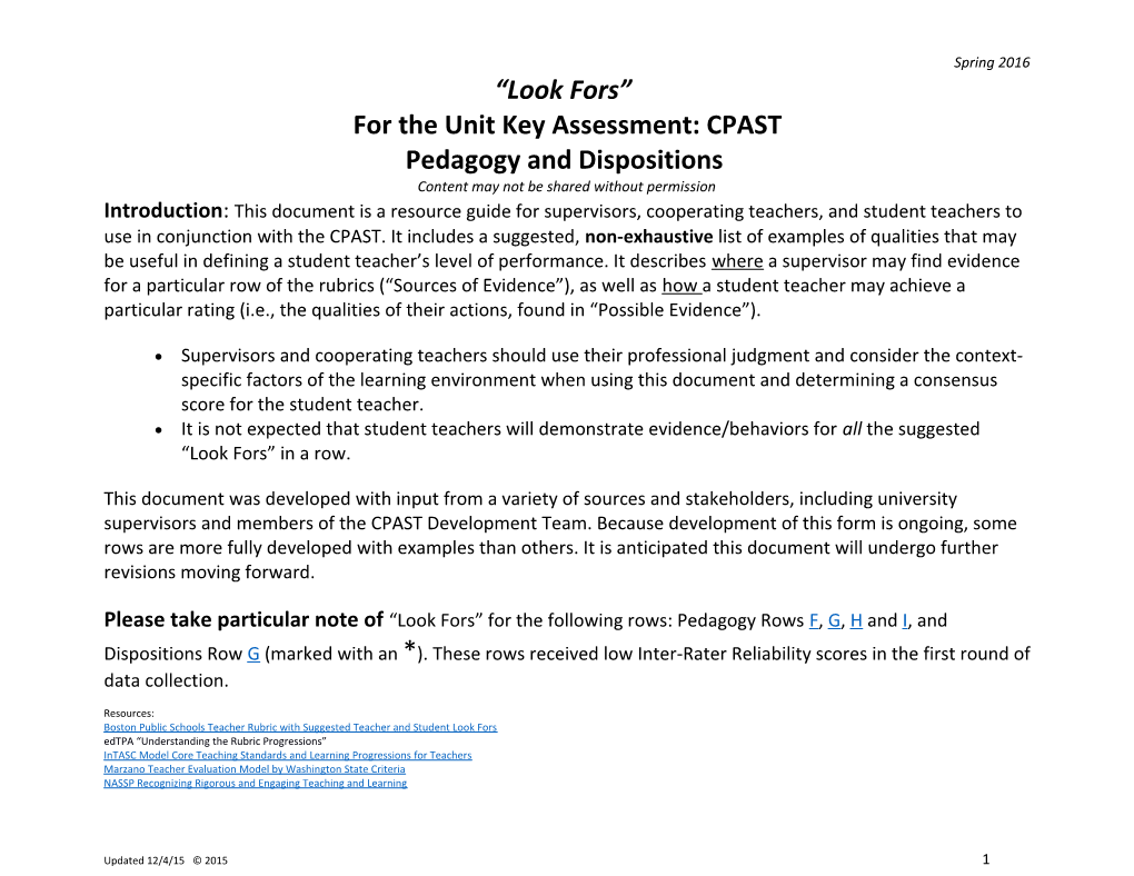 For the Unit Key Assessment: CPAST