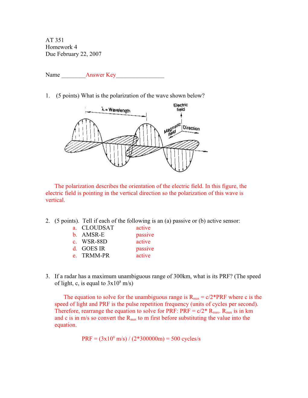 (5 Points) What Is the Polarization of the Wave Shown Below?