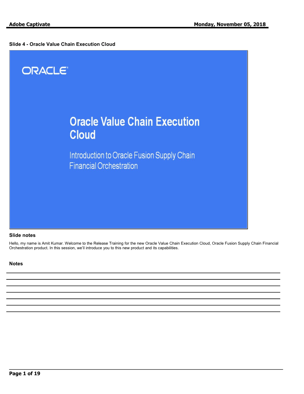 Slide 4 - Oracle Value Chain Execution Cloud